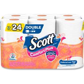 Scott ComfortPlus Double Roll Toilet Paper, Septic Safe, 231 Sheets/Roll, 12 Rolls/Pack