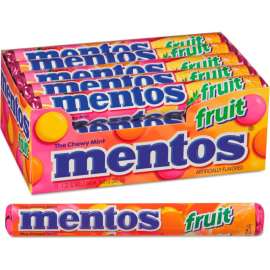 Mentos Chewy Mints, 1.32 oz., Mixed Fruit, 15 Rolls/Box