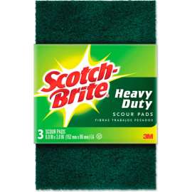 Scotch-Brite Heavy-Duty Scour Pad, 3-3/4"WX6"L, Green, 3/Pack, 10 Packs/Carton