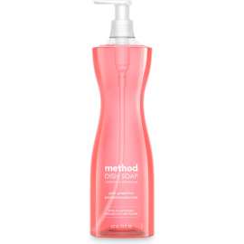 Method Dish Soap Pump, Hour-Glass Bottle, Pink Grapefruit Scent, 18 oz Pump Bottle, 6/Ctn