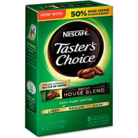 NescafTaster's Choice Decaf House Blend Instant Coffee, 0.1oz Stick, 5/Box, 12 Bx/Ctn