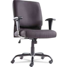 OIF Big and Tall Chair with Arms - Fabric - Mid Back - Black