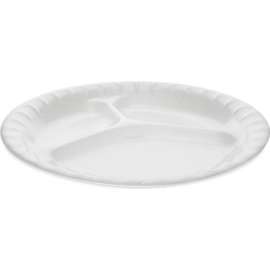 Pactiv Evergreen Placesetter Deluxe Plate w/ 3 Compartment, 8-7/8" Dia., White, Pack of 500