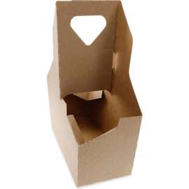 Pactiv Evergreen Paperboard Cup Carrier, Up to 44 oz, Two to Four Cups, Natural, Pack of 250