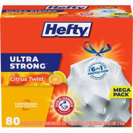 Hefty Ultra Strong Scented Tall White Kitchen Bags, 13 gal, 0.9 mil, White, 240/Carton