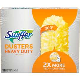 Swiffer Heavy Duty Dusters Refill, Dust Lock Fiber, 2" x 6", Yellow, 33/Case