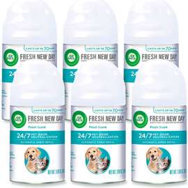 Air Wick Pet Odor Neutralization Automatic Spray, Fresh Scent, 5.89 oz. Capacity, Pack of 6