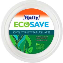Hefty Eco Save Bagasse Tableware Plate, 10-1/8" Dia., White, Pack of 192