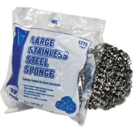 AmerCareRoyal Large Stainless Steel Scrubber, 1.75 oz., 12 Scrubbers/Pack, 6 Packs/Case