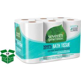 Seventh Generation 100 Recycled Bathroom Tissue, Septic Safe, 240 Sheets/Roll, 48/Case