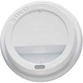 SOLO Traveler Drink-Thru Lids, For 10 oz Cups, WH, 100/Sleeve, 10 Sleeves/Carton