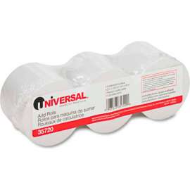 Universal Adding Machine/Calculator Roll, 16 lb, 1/2" Core, 2-1/4" x 150 ft, White, 3/Pack