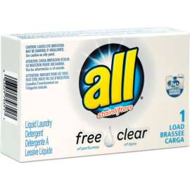 Free Clear HE Liquid Laundry Detergent, Unscented, 1.6 oz. Vend-Box, 100/Case