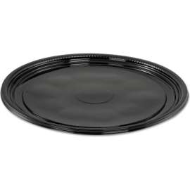 WNA Caterline Casuals Plastic Platters, 12" Dia., Black, Pack of 25