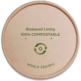 World Centric Paper Lids For Bowls, Kraft, 3-5/8" Dia., Pack of 500