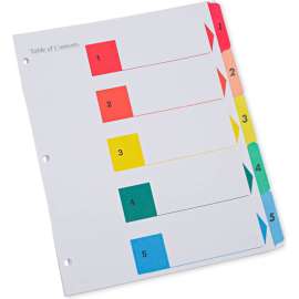 Universal Deluxe Table of Contents Dividers for Printers, 5-Tab, 1 - 5, 11 x 8.5, 6 Sets