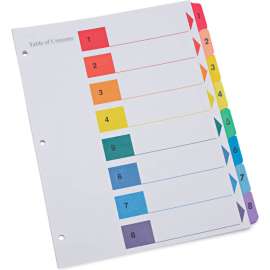 Universal Deluxe Table of Contents Dividers for Printers, 1 - 8; 11" x 8.5", White, 6 Sets