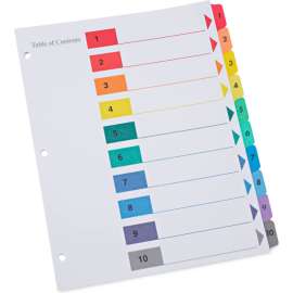 Universal Deluxe Table of Contents Dividers for Printers, 10-Tab, 1 - 10, 11" x 8.5", 6 Sets