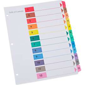 Universal Deluxe Table of Contents Dividers for Printers, 12-Tab, 1 - 12, 11" x 8.5", 6 Sets