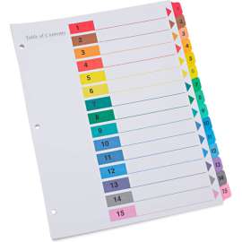 Universal Deluxe Table of Contents Dividers for Printers, 15-Tab, 1 - 15, 11" x 8.5", 6 Sets