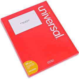 Universal White Labels, Inkjet/Laser Printers, 5.5 x 8.5, White, 2/Sheet, 100 Sheets/Pack