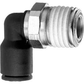 Push to Connect Tube Fitting - Nylon Plastic - 90 Degree Elbow Adapter - 4mm Tube OD x 1/4" NPT Male