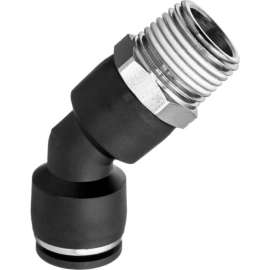 Push to Connect Tube Fitting - Nylon Plastic - 45 Degree Elbow Adapter - 1/4" Tube x 1/8" NPT Male