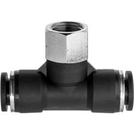 Push to Connect Tube Fitting - Nylon Plastic - Tee Adapter - 1/2" Tube OD x 3/8" NPT Female