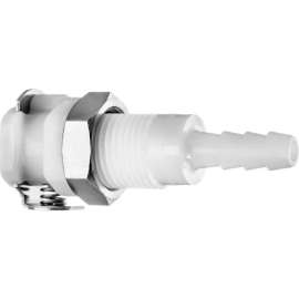 Quick Disconnect Tube Ftg Straight Adapter w/Auto Shut-Off - 1/4" Bulkhead Socket x 3/8" Barbed Hose