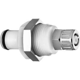 Quick Disconnect Tube Ftg Straight Adapter w/Auto Shut-Off - 1/4" Bulkhead Plug x 1/4" Comp