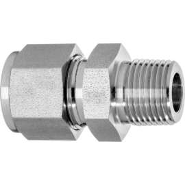 316 SS Double-Ferrule Instrumentation Ftg -Straight Adapter for 3/8" Tube OD x 1/4" MNPT