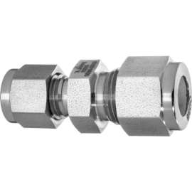 316 SS Double-Ferrule Instrumentation Fitting -Straight Reducer for 1/4" Tube OD x 1/8"" Tube OD