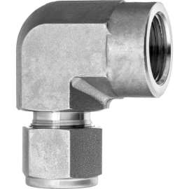 316 SS Double-Ferrule Instrumentation Ftg -90 Degree Elbow Adapter for 1/2" Tube OD x 3/8" FNPT