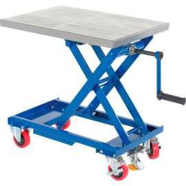 Mobile Hand Crank Mechanical Scissor Lift Table CART-330-M 330 Lb. Capacity - 27 x 17 Platform