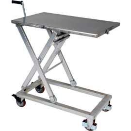 Stainless Steel Mobile Hand Crank Scissor Lift Table CART-660-M-PSS 660 Lb Capacity - 37x23 Platform