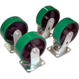 8" x 2" Poly-On-Steel Caster Kit D-CK4-PU8-2 for Hopper - 5000 Lb. Cap.