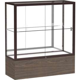 Reliant Counter Case, Mirror Back, Dark Bronze Frame, Walnut Vinyl Base, 36"L x 40"H x 14"D