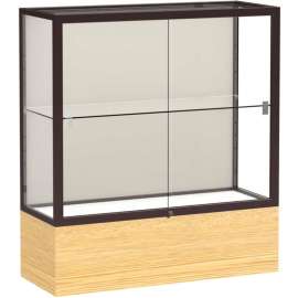 Reliant Counter Case, Plaque Back, Dark Bronze Frame, Light Oak Vinyl Base, 36"L x 40"H x 14"D