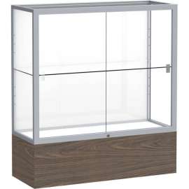 Reliant Counter Case, White Back, Satin Frame, Walnut Vinyl Base, 36"L x 40"H x 14"D