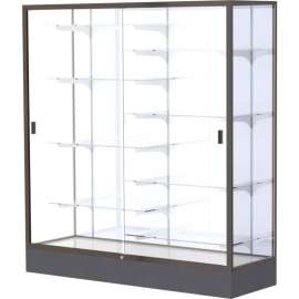 Colossus Floor Case, White Back, Dark Bronze Frame, 60"L x 66"H x 20"D