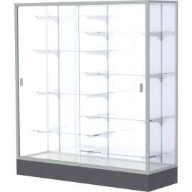 Colossus Floor Case, White Back, Satin Frame, 60"L x 66"H x 20"D