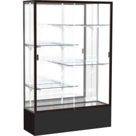 Spirit Display Case Black Base, Bronze Frame, Mirror Back 48"W x 16"D x 72"H