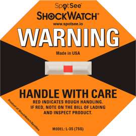 SpotSee ShockWatch Impact Indicators, 75G Range, Orange, 50/Box