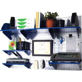 Wall Control Office Wall Mount Desk Storage and Organization Kit, Galvanized Blue, 48" X 32" X 12"