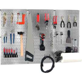 Wall Control Pegboard Basic Tool Organizer Kit, Galvanized Black, 48" X 32" X 9"