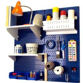 Wall Control Pegboard Hobby Craft Organizer Storage Kit, Blue/White, 32" X 32" X 9"