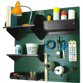 Wall Control Pegboard Hobby Craft Organizer Storage Kit, Green/Black, 32" X 32" X 9"