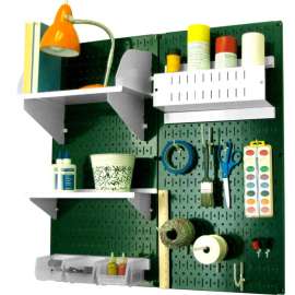 Wall Control Pegboard Hobby Craft Organizer Storage Kit, Green/White, 32" X 32" X 9"