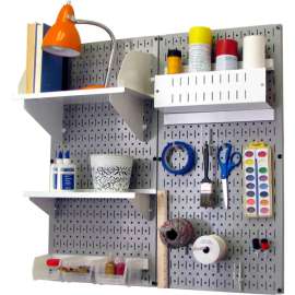 Wall Control Pegboard Hobby Craft Organizer Storage Kit, Gray/White, 32" X 32" X 9"