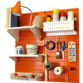 Wall Control Pegboard Hobby Craft Organizer Storage Kit, Orange/White, 32" X 32" X 9"